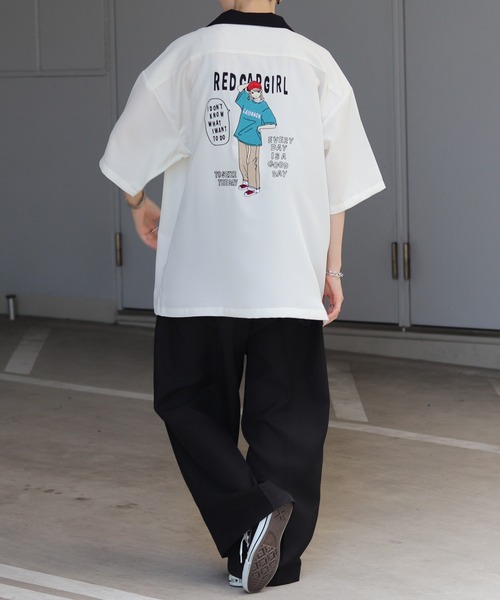 Red Cap Girl(レッドキャプガール)の「【RED CAP GIRL】襟配色 / クレリック バック刺繍 ビッグオープンカラーシャツ (シャツ/ブラウス・メンズ・グレー/ブルー/ホワイト/ブラック・L/M)」の13枚目の写真