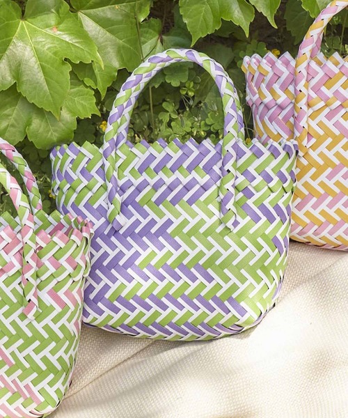 anap mimpi(アナップミンピ)の「配色ミニカゴトートバッグ(トートバッグ・レディース・ピンク/パープル/イエロー・FREE)」の2枚目の写真