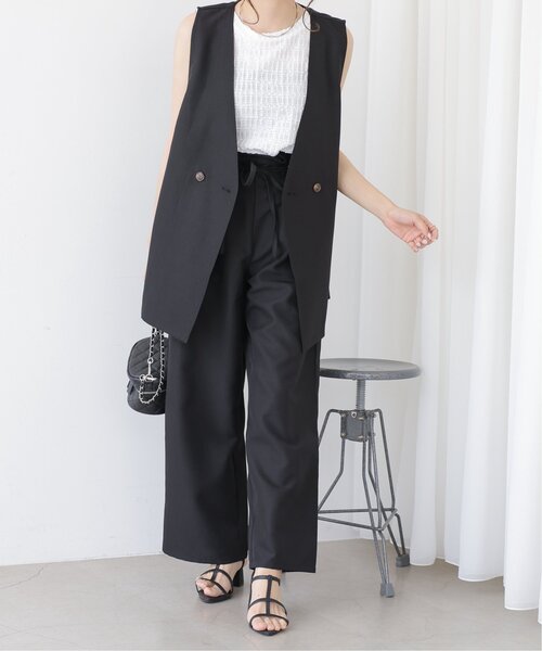 RAY CASSIN（レイカズン）の「リネンタッチノーカラーベスト（ベスト・レディース・ブルー/ブラック/キナリ・FREE）」の3枚目の写真