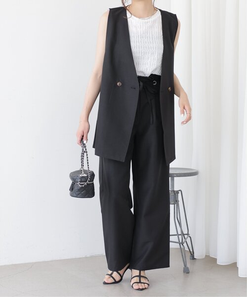 RAY CASSIN（レイカズン）の「リネンタッチノーカラーベスト（ベスト・レディース・ブルー/ブラック/キナリ・FREE）」の5枚目の写真