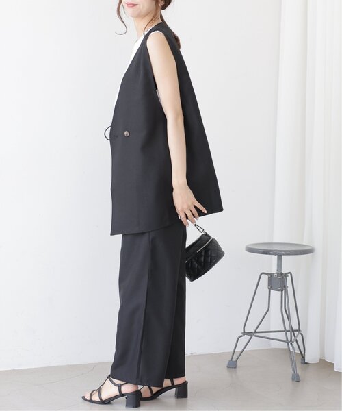 RAY CASSIN（レイカズン）の「リネンタッチノーカラーベスト（ベスト・レディース・ブルー/ブラック/キナリ・FREE）」の6枚目の写真