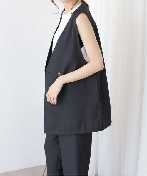 RAY CASSIN（レイカズン）の「リネンタッチノーカラーベスト（ベスト・レディース・ブルー/ブラック/キナリ・FREE）」の10枚目の写真