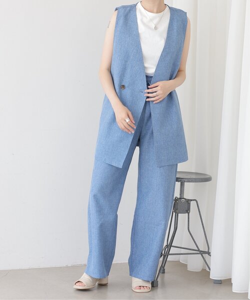 RAY CASSIN（レイカズン）の「リネンタッチノーカラーベスト（ベスト・レディース・ブルー/ブラック/キナリ・FREE）」の13枚目の写真