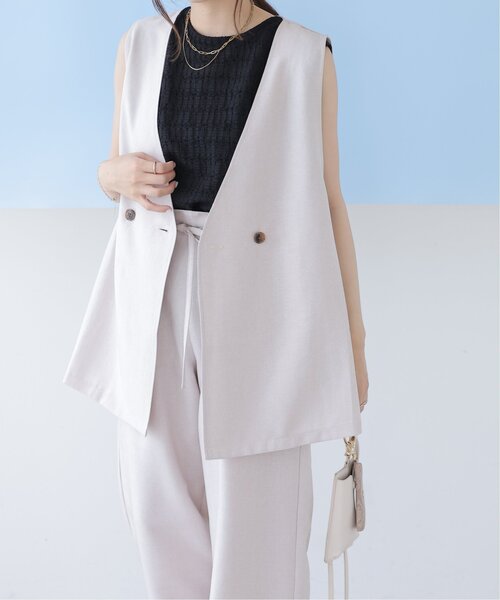 RAY CASSIN（レイカズン）の「リネンタッチノーカラーベスト（ベスト・レディース・ブルー/ブラック/キナリ・FREE）」の17枚目の写真