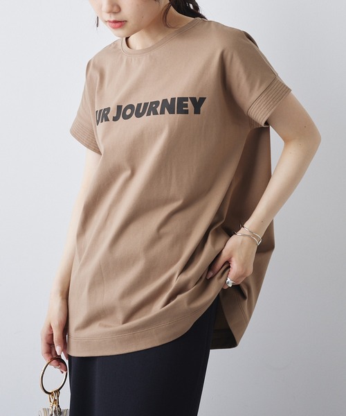 PUAL CE CIN(ピュアルセシン)の「シンプルロゴプリントTシャツ(Tシャツ/カットソー・レディース・ベージュ/オフホワイト/チャコールグレー・FREE)」の3枚目の写真