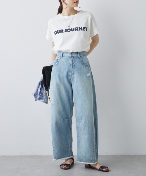 PUAL CE CIN(ピュアルセシン)の「シンプルロゴプリントTシャツ(Tシャツ/カットソー・レディース・ベージュ/オフホワイト/チャコールグレー・FREE)」の13枚目の写真