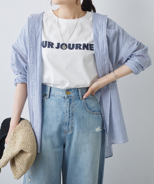 PUAL CE CIN(ピュアルセシン)の「シンプルロゴプリントTシャツ(Tシャツ/カットソー・レディース・ベージュ/オフホワイト/チャコールグレー・FREE)」の14枚目の写真