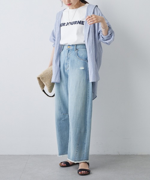 PUAL CE CIN(ピュアルセシン)の「シンプルロゴプリントTシャツ(Tシャツ/カットソー・レディース・ベージュ/オフホワイト/チャコールグレー・FREE)」の15枚目の写真
