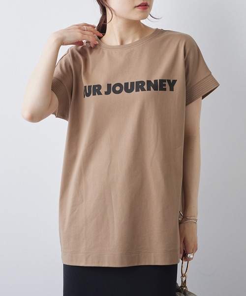 PUAL CE CIN(ピュアルセシン)の「シンプルロゴプリントTシャツ(Tシャツ/カットソー・レディース・ベージュ/オフホワイト/チャコールグレー・FREE)」の16枚目の写真