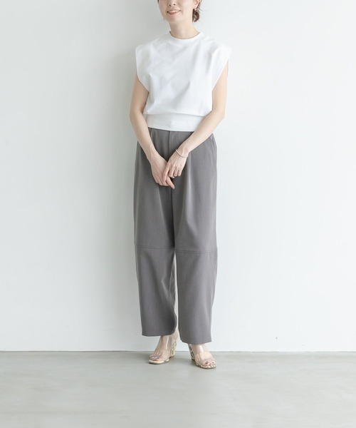 LEPSIM（レプシィム）の「【FOR I SERIES】ミニ裏毛ノースリーブ　907914（Tシャツ/カットソー・レディース・グレー/ブラック/オフホワイト・FREE）」の12枚目の写真