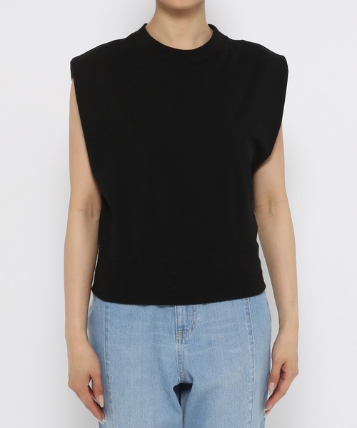 LEPSIM（レプシィム）の「【FOR I SERIES】ミニ裏毛ノースリーブ　907914（Tシャツ/カットソー・レディース・グレー/ブラック/オフホワイト・FREE）」の10枚目の写真