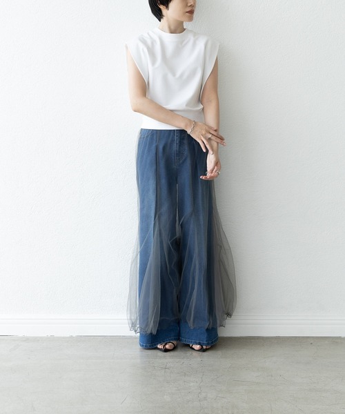 LEPSIM（レプシィム）の「【FOR I SERIES】ミニ裏毛ノースリーブ　907914（Tシャツ/カットソー・レディース・グレー/ブラック/オフホワイト・FREE）」の8枚目の写真