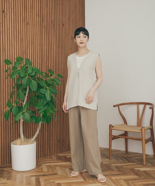 FORK&SPOON(フォークアンドスプーン)の「FORK&SPOON ヘリンボーンイージーパンツ(その他パンツ・レディース・ブラック/グリーン系その他・1/2)」の4枚目の写真