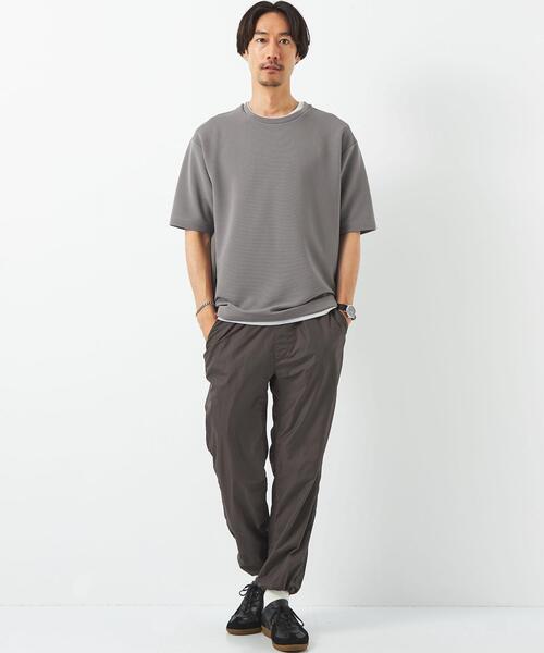 green label relaxing（グリーンレーベルリラクシング）の「リップル フェイクレイヤード クルーネック Tシャツ -吸水速乾-（Tシャツ/カットソー・メンズ・ホワイト/ネイビー/グレー・S/L/M/XL）」の13枚目の写真