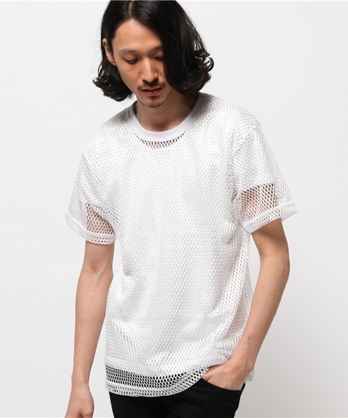 MYE-DO'（マイ・ドゥ）の「メッシュ ショートスリーブ（Tシャツ/カットソー・メンズ・ホワイト/ブラック・FREE）」の2枚目の写真