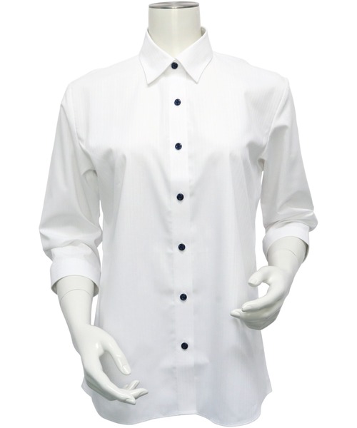 TOKYO SHIRTS(トウキョウシャツ)の「透け防止 形態安定ノーアイロン レギュラー 7分袖ビジネスワイシャツ(ビジネスシャツ・レディース・ホワイト・LL/S/M/L/XL)」の5枚目の写真