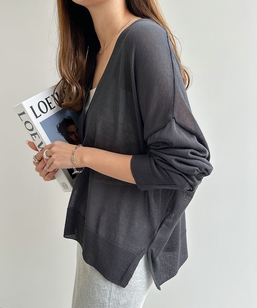 UVカット接触冷感シアーショート丈カーディガン