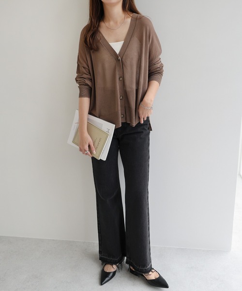 UVカット接触冷感シアーショート丈カーディガン
