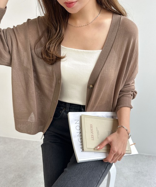 UVカット接触冷感シアーショート丈カーディガン