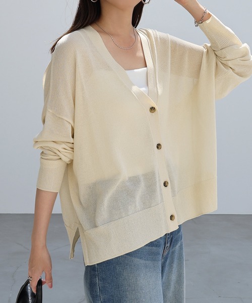 セール】UVカット接触冷感シアーショート丈カーディガン