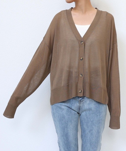 andme（アンドミー）の「UVカット接触冷感ショート丈シアーカーディガン（カーディガン/ボレロ・レディース・グレー/ブルー/スミクロ/モカ/ボルドー/クリーム/ピンク/ライム・M）」の11枚目の写真