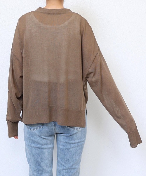 andme（アンドミー）の「UVカット接触冷感ショート丈シアーカーディガン（カーディガン/ボレロ・レディース・グレー/ブルー/スミクロ/モカ/ボルドー/クリーム/ピンク/ライム・M）」の13枚目の写真