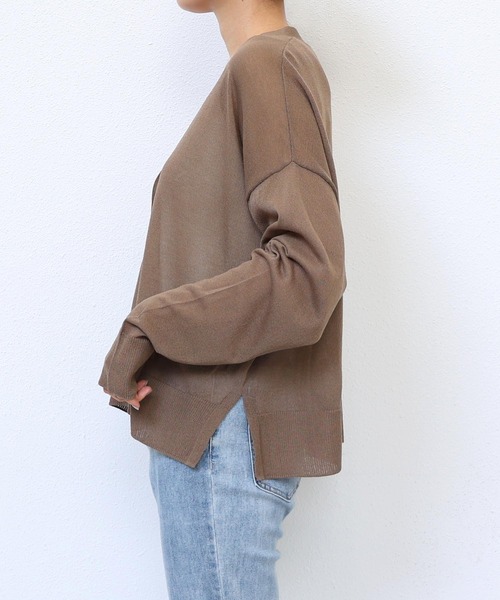 andme（アンドミー）の「UVカット接触冷感ショート丈シアーカーディガン（カーディガン/ボレロ・レディース・グレー/ブルー/スミクロ/モカ/ボルドー/クリーム/ピンク/ライム・M）」の12枚目の写真