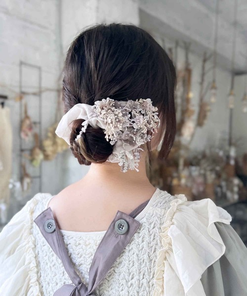 m.soeur（エムスール）の「かすみ草とつるレースのシュシュ（シュシュ・レディース・グリーン/グレー/ピンク・FREE）」の8枚目の写真