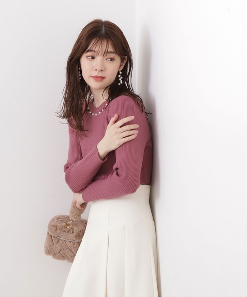PROPORTION BODY DRESSING（プロポーションボディドレッシング）の「パールネックリブニット / 1213270018（ニット/セーター・レディース・ピンク/ブラック/グレー・SMALL/MEDIUM）」の3枚目の写真