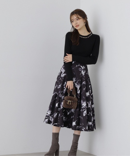 PROPORTION BODY DRESSING（プロポーションボディドレッシング）の「パールネックリブニット / 1213270018（ニット/セーター・レディース・ピンク/ブラック/グレー・SMALL/MEDIUM）」の4枚目の写真