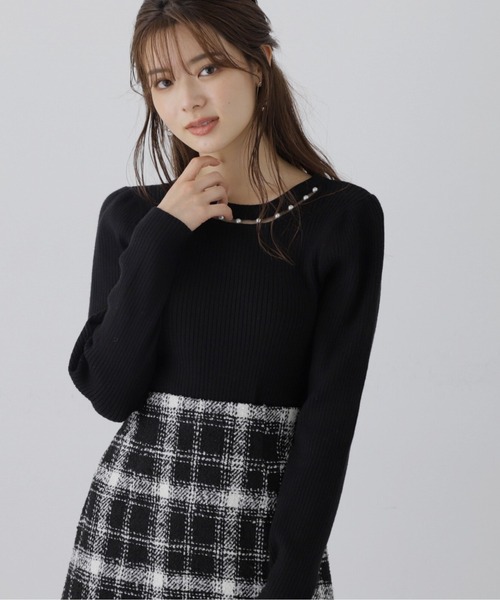 PROPORTION BODY DRESSING（プロポーションボディドレッシング）の「パールネックリブニット / 1213270018（ニット/セーター・レディース・ピンク/ブラック/グレー・SMALL/MEDIUM）」の7枚目の写真