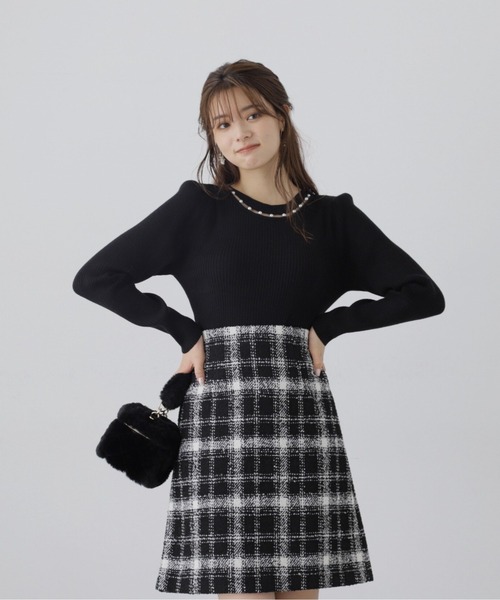 PROPORTION BODY DRESSING（プロポーションボディドレッシング）の「パールネックリブニット / 1213270018（ニット/セーター・レディース・ピンク/ブラック/グレー・SMALL/MEDIUM）」の6枚目の写真