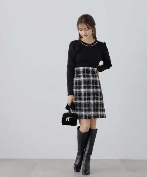 PROPORTION BODY DRESSING（プロポーションボディドレッシング）の「パールネックリブニット / 1213270018（ニット/セーター・レディース・ピンク/ブラック/グレー・SMALL/MEDIUM）」の8枚目の写真