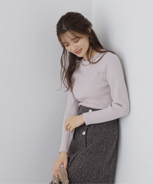 PROPORTION BODY DRESSING（プロポーションボディドレッシング）の「パールネックリブニット / 1213270018（ニット/セーター・レディース・ピンク/ブラック/グレー・SMALL/MEDIUM）」の11枚目の写真