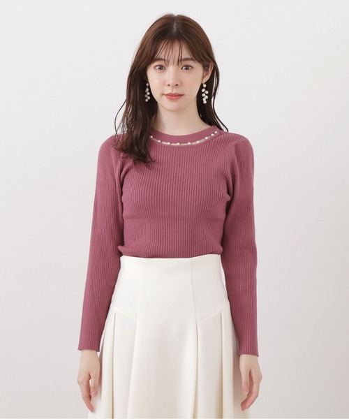 PROPORTION BODY DRESSING（プロポーションボディドレッシング）の「パールネックリブニット / 1213270018（ニット/セーター・レディース・ピンク/ブラック/グレー・SMALL/MEDIUM）」の14枚目の写真