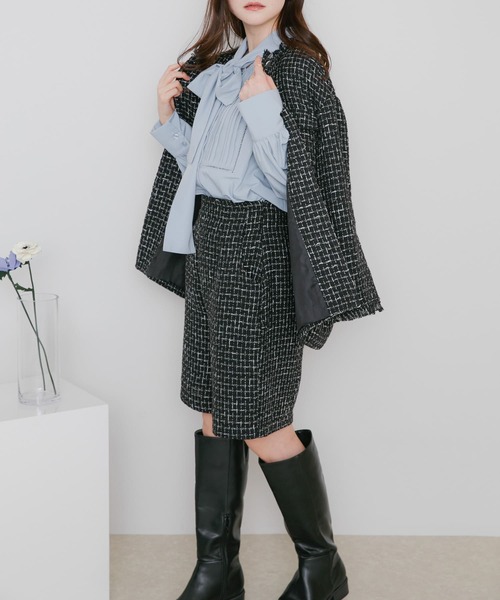 HEYUMM(ヘユム)の「ツィードバミューダパンツ(その他パンツ・レディース・ブラック/オフホワイト・MEDIUM/SMALL)」の8枚目の写真