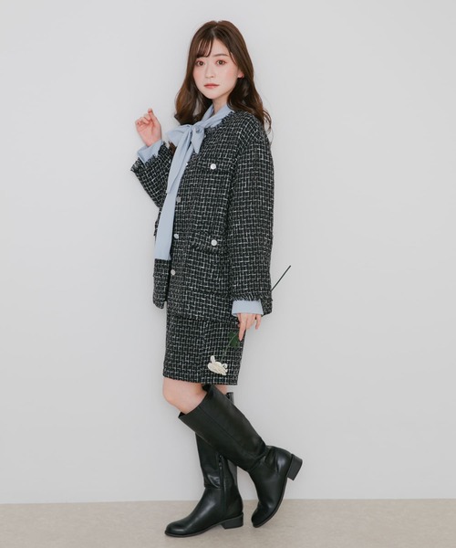 HEYUMM(ヘユム)の「ツィードバミューダパンツ(その他パンツ・レディース・ブラック/オフホワイト・MEDIUM/SMALL)」の11枚目の写真