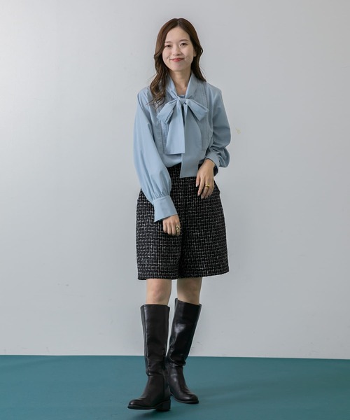 HEYUMM(ヘユム)の「ツィードバミューダパンツ(その他パンツ・レディース・ブラック/オフホワイト・MEDIUM/SMALL)」の16枚目の写真