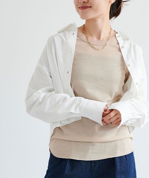 le.coeur blanc（ルクールブラン）の「クロップドパールボタンシャツ（シャツ/ブラウス・レディース・カーキオリーブ/オフホワイト/ダークグレー・38）」の14枚目の写真