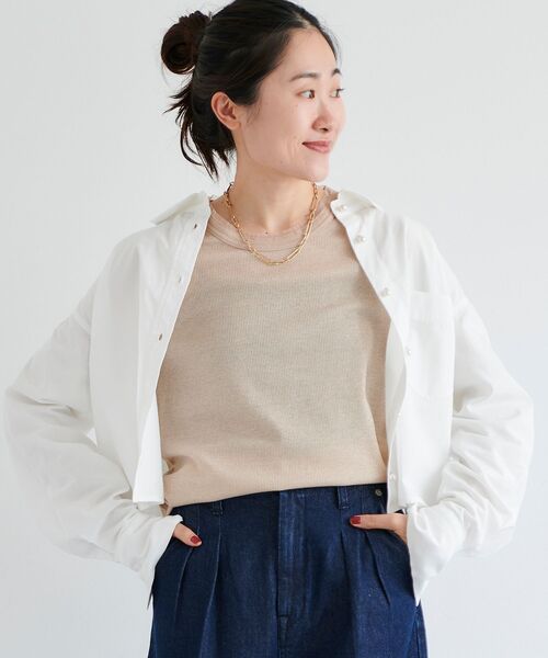 le.coeur blanc（ルクールブラン）の「クロップドパールボタンシャツ（シャツ/ブラウス・レディース・カーキオリーブ/オフホワイト/ダークグレー・38）」の15枚目の写真