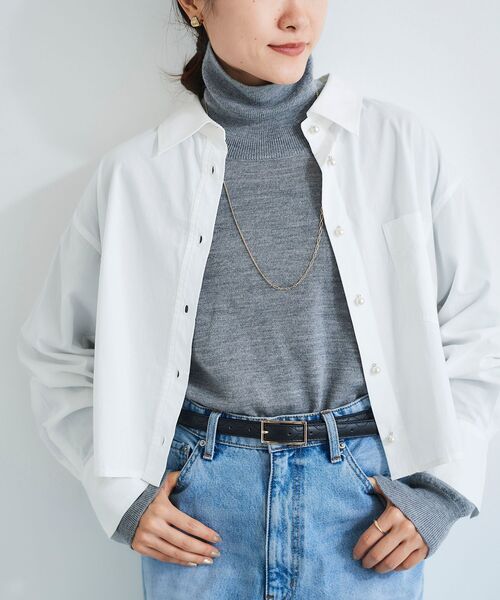 le.coeur blanc（ルクールブラン）の「クロップドパールボタンシャツ（シャツ/ブラウス・レディース・カーキオリーブ/オフホワイト/ダークグレー・38）」の17枚目の写真