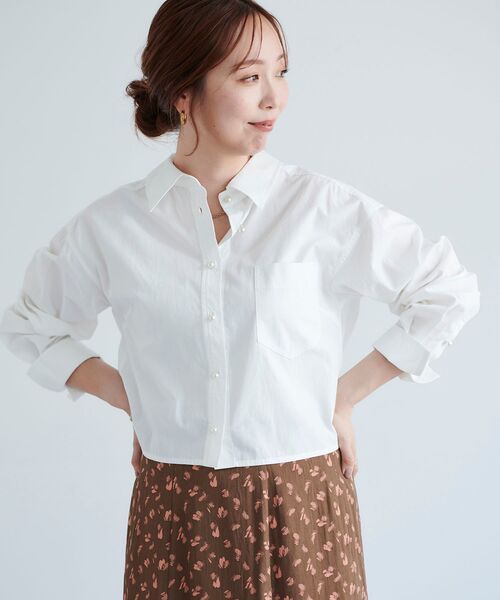 le.coeur blanc（ルクールブラン）の「クロップドパールボタンシャツ（シャツ/ブラウス・レディース・カーキオリーブ/オフホワイト/ダークグレー・38）」の22枚目の写真