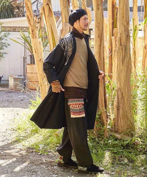 チャイハネ(チャイハネ)の「【チャイハネ】ニートスバンドカラーMEN'Sロングシャツ(シャツ/ブラウス・メンズ・ベージュ/ブラウン/ブラック・FREE)」の8枚目の写真