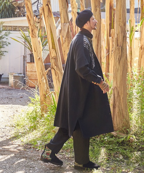 チャイハネ(チャイハネ)の「【チャイハネ】ニートスバンドカラーMEN'Sロングシャツ(シャツ/ブラウス・メンズ・ベージュ/ブラウン/ブラック・FREE)」の9枚目の写真