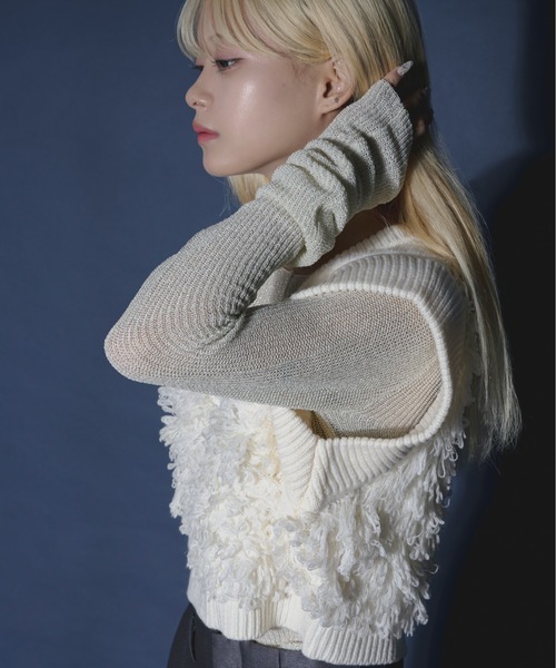 Ezick(エジック)の「2way shaggy switch loop yarn ジップショートベスト(ベスト・レディース・ブラック/ボルドー/オフホワイト・FREE)」の16枚目の写真