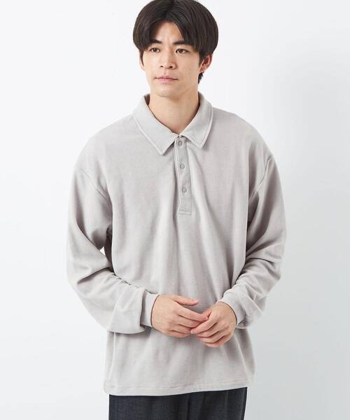 green label relaxing（グリーンレーベルリラクシング）の「ソフトフリース ポロシャツ（ポロシャツ・メンズ・ブラック/ピンク/ライトグレー・S/M/L/XL）」の3枚目の写真