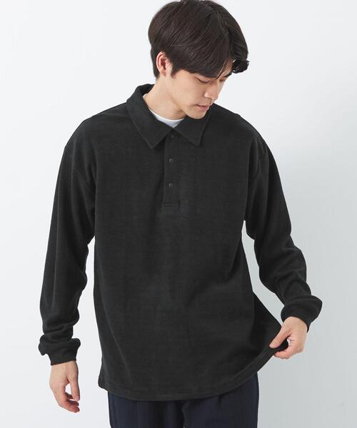 green label relaxing（グリーンレーベルリラクシング）の「ソフトフリース ポロシャツ（ポロシャツ・メンズ・ブラック/ピンク/ライトグレー・S/M/L/XL）」の2枚目の写真