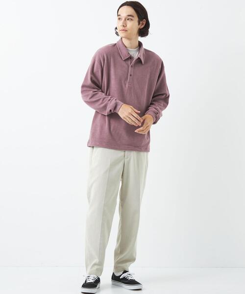 green label relaxing（グリーンレーベルリラクシング）の「ソフトフリース ポロシャツ（ポロシャツ・メンズ・ブラック/ピンク/ライトグレー・S/M/L/XL）」の4枚目の写真