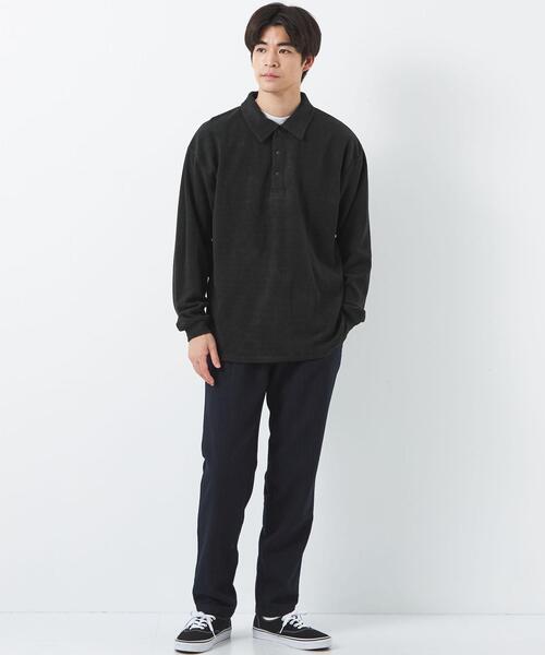 green label relaxing（グリーンレーベルリラクシング）の「ソフトフリース ポロシャツ（ポロシャツ・メンズ・ブラック/ピンク/ライトグレー・S/M/L/XL）」の5枚目の写真