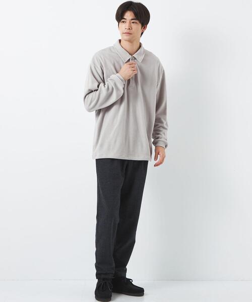 green label relaxing（グリーンレーベルリラクシング）の「ソフトフリース ポロシャツ（ポロシャツ・メンズ・ブラック/ピンク/ライトグレー・S/M/L/XL）」の6枚目の写真